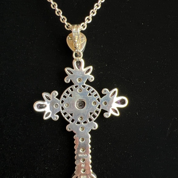 ✝️NICKY BUTLER Sterling Silver Blue Sapphire Corundum Pearl Pendant Necklace NEW - Picture 6 of 7